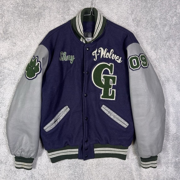 DeLong Varsity Letterman Jacket Mens M Virgin Wool Leather T Wolves Vintage 90s